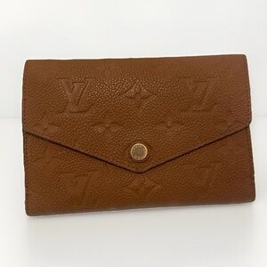 Louis Vuitton Monogram Empreinte Envelope Wallet Brown Leather Authentic